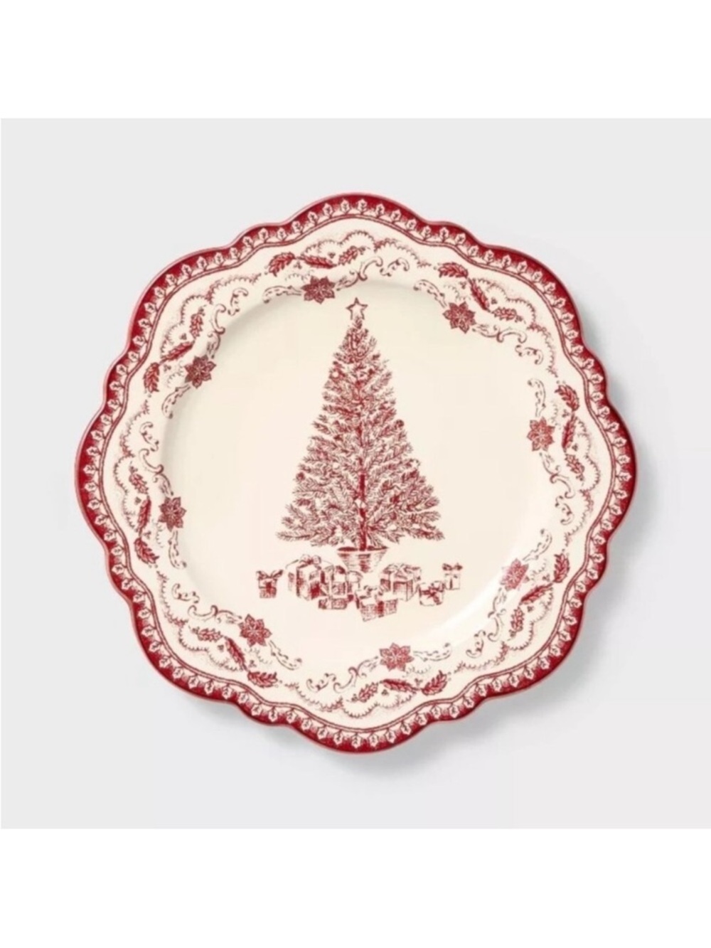 Threshold Studio McGee Stoneware Round Serving Platter Red Toile Christmas 2024